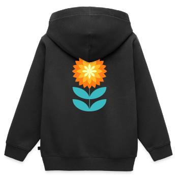 Blume Retro Style, orange, gelb tuerkis, oberedel - Kinder Premium Organic Zip Hoodie - Schwarz - Hinten - AI Model Kid Male (0cm)