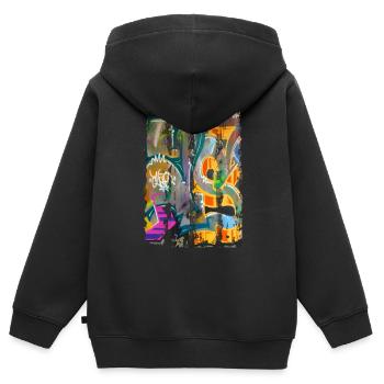 Graffiti style Splash hip hop couleurs peintre couleur - Sweat Premium à capuche zippé enfant bio - noir - Dos - AI Model Kid Male (0cm)