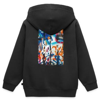 Graffiti style Splash hip hop couleurs peintre couleur - Sweat Premium à capuche zippé enfant bio - noir - Dos - AI Model Kid Male (0cm)