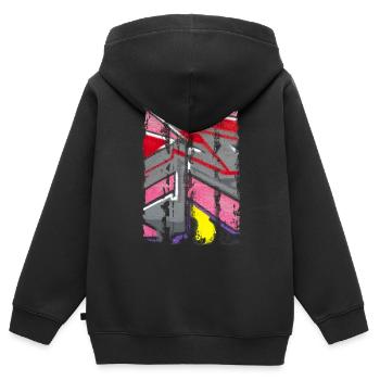 Graffiti style Splash hip hop couleurs peintre couleur - Sweat Premium à capuche zippé enfant bio - noir - Dos - AI Model Kid Male (0cm)