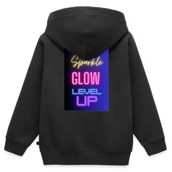 Brillance étincelante niveau vers le haut - Sweat Premium à capuche zippé enfant bio - noir - Dos - AI Model Kid Male (0cm)