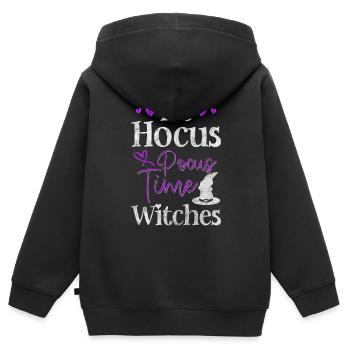 Sortilège de balai de sorcellerie Wicca - Sweat Premium à capuche zippé enfant bio - noir - Dos - AI Model Kid Male (0cm)