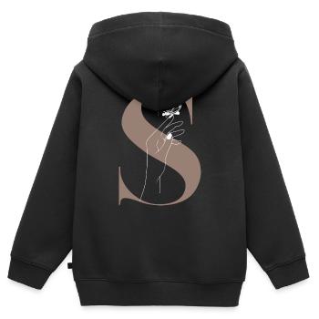 Magischer Schmetterlingsbuchstabe - Kinder Premium Organic Zip Hoodie - Schwarz - Hinten - AI Model Kid Male (0cm)