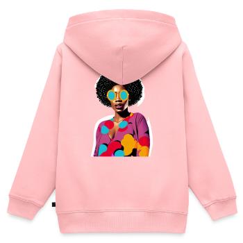 Black Woman - Kinder Premium Organic Zip Hoodie - Rosa - Hinten - AI Model Kid Female (0cm)