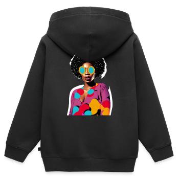 Black Woman - Kinder Premium Organic Zip Hoodie - Schwarz - Hinten - AI Model Kid Male (0cm)