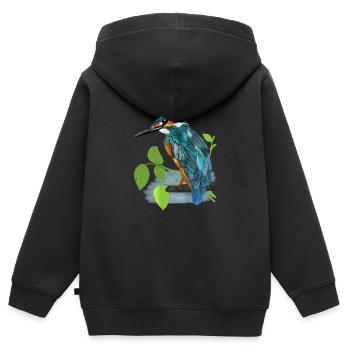 Eisvogel Kingfisher - Kinder Premium Organic Zip Hoodie - Schwarz - Hinten - AI Model Kid Male (0cm)