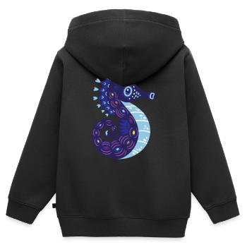 Meerestiere - Kinder Premium Organic Zip Hoodie - Schwarz - Hinten - AI Model Kid Male (0cm)