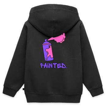 Peint - Violet/Rose - Sweat Premium à capuche zippé enfant bio - noir - Dos - AI Model Kid Male (0cm)