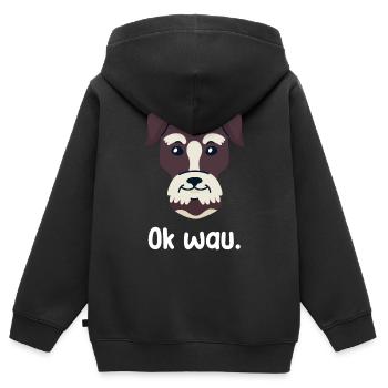 Ok wau mit Schnauzer Hundeliebhaber - Kinder Premium Organic Zip Hoodie - Schwarz - Hinten - AI Model Kid Male (0cm)