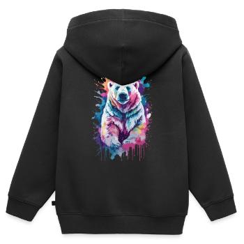 Ours polaire frais sur l’océan Arctique, Arctique, coloré - Sweat Premium à capuche zippé enfant bio - noir - Dos - AI Model Kid Male (0cm)