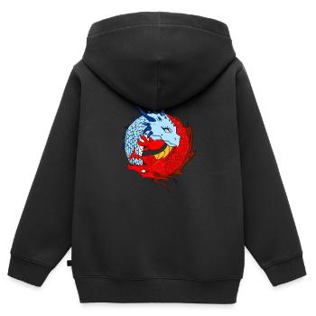YIN YANG DRAGON INVERSE - Sweat Premium à capuche zippé enfant bio - noir - Dos - AI Model Kid Male (0cm)