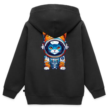 Espace Cat 01 - Sweat Premium à capuche zippé enfant bio - noir - Dos - AI Model Kid Male (0cm)