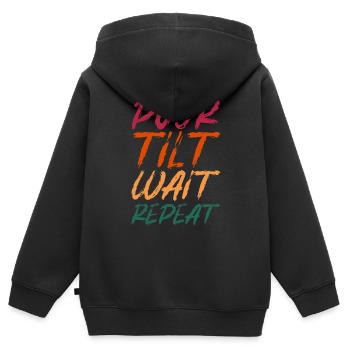 Verser, Incliner, Attendre, Répéter - Sweat Premium à capuche zippé enfant bio - noir - Dos - AI Model Kid Male (0cm)