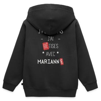 J'peux pas j'ai bêtise avec marraine - Sweat Premium à capuche zippé enfant bio - noir - Dos - AI Model Kid Male (0cm)