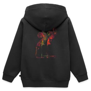 Cello Schriftrolle - Kinder Premium Organic Zip Hoodie - Schwarz - Hinten - AI Model Kid Male (0cm)