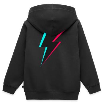 Logo de l’éclair - Sweat Premium à capuche zippé enfant bio - noir - Dos - AI Model Kid Male (0cm)