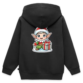 Elf Christmas Elf Gift Elf - Kids Premium Organic Zip-up Hoodie - black - Back - AI Model Kid Male (0cm)