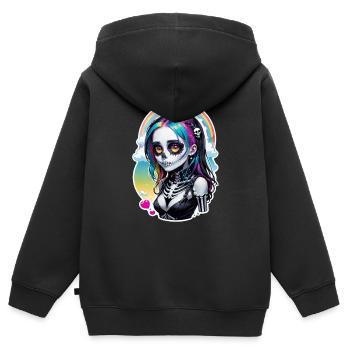 Halloween - Rock & Regenbogen - Kinder Premium Organic Zip Hoodie - Schwarz - Hinten - AI Model Kid Male (0cm)