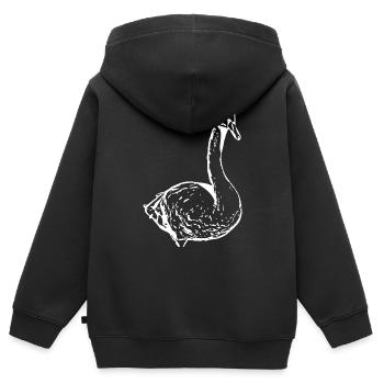 Cygne, Canard blanc, Oiseau, Oie - Sweat Premium à capuche zippé enfant bio - noir - Dos - AI Model Kid Male (0cm)