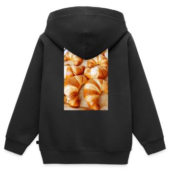 Croissants - Kinder Premium Organic Zip Hoodie - Schwarz - Hinten - AI Model Kid Male (0cm)