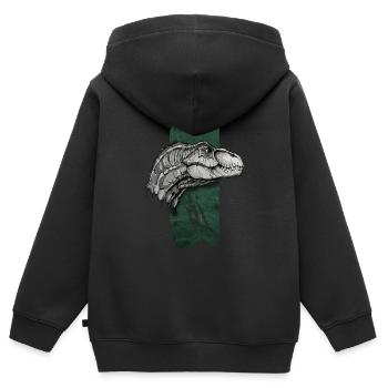 Élégance ancienne : Majesté du vélociraptor - Sweat Premium à capuche zippé enfant bio - noir - Dos - AI Model Kid Male (0cm)