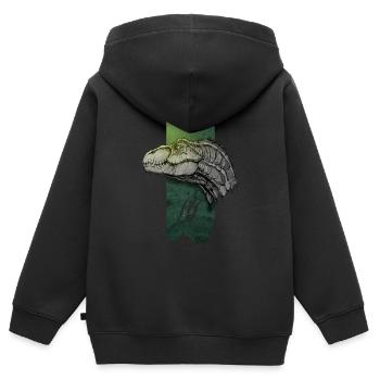 Rasante Verfolgung: Velociraptor in Bewegung - Kinder Premium Organic Zip Hoodie - Schwarz - Hinten - AI Model Kid Male (0cm)