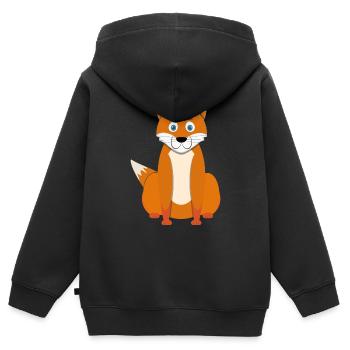 Renard de dessin animé - Sweat Premium à capuche zippé enfant bio - noir - Dos - AI Model Kid Male (0cm)