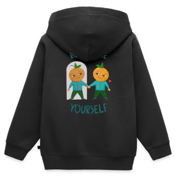 Mentale Gesundheit Selbstliebe - Kinder Premium Organic Zip Hoodie - Schwarz - Hinten - AI Model Kid Male (0cm)