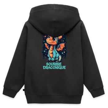 sourire draconique 6 - Sweat Premium à capuche zippé enfant bio - noir - Dos - AI Model Kid Male (0cm)
