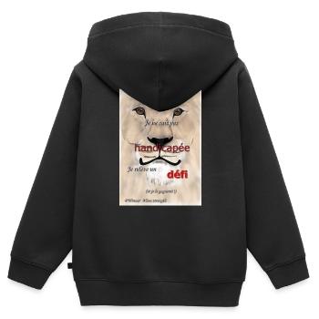 Behinderung von Frauen - Kinder Premium Organic Zip Hoodie - Schwarz - Hinten - AI Model Kid Male (0cm)