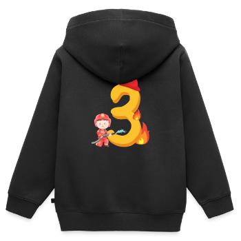 Dritter Geburtstag Feuerwehr Feuerlöschen zum 3. - Kinder Premium Organic Zip Hoodie - Schwarz - Hinten - AI Model Kid Male (0cm)