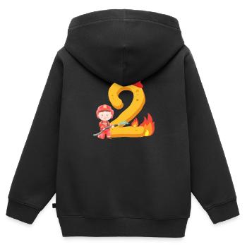Zweiter Feuerwehr Geburtstag Feuerwehrmann zum 2. - Kinder Premium Organic Zip Hoodie - Schwarz - Hinten - AI Model Kid Male (0cm)