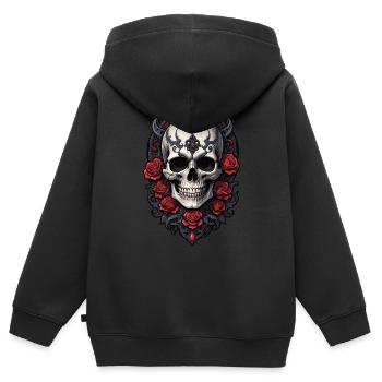 Skull - Kinder Premium Organic Zip Hoodie - Schwarz - Hinten - AI Model Kid Male (0cm)