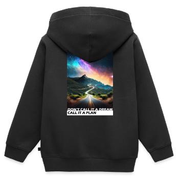 Call it a plan - Sweat Premium à capuche zippé enfant bio - noir - Dos - AI Model Kid Male (0cm)
