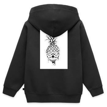Crazy Pineapple - Kinder Premium Organic Zip Hoodie - Schwarz - Hinten - AI Model Kid Male (0cm)