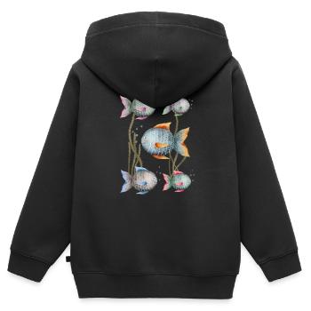 Bunte Fische - Aquarium, Meeresbewohner - Kinder Premium Organic Zip Hoodie - Schwarz - Hinten - AI Model Kid Male (0cm)