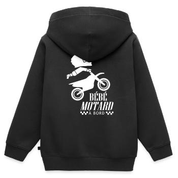 bébé motard à bord moto motocross - Sweat Premium à capuche zippé enfant bio - noir - Dos - AI Model Kid Male (0cm)