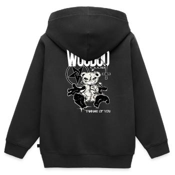 Poupée Woodoo - Sweat Premium à capuche zippé enfant bio - noir - Dos - AI Model Kid Male (0cm)