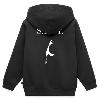 Sylt - Sweat Premium à capuche zippé enfant bio - noir - Dos - AI Model Kid Male (0cm)