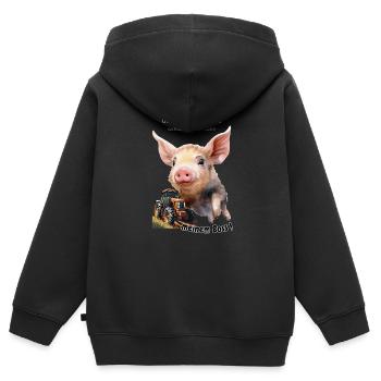 Chemises et accessoires de protestation paysanne - Sweat Premium à capuche zippé enfant bio - noir - Dos - AI Model Kid Male (0cm)