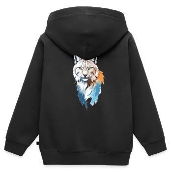 Luchs-Vektor-Kunst mit lebendiger Farbillustration - Kinder Premium Organic Zip Hoodie - Schwarz - Hinten - AI Model Kid Male (0cm)