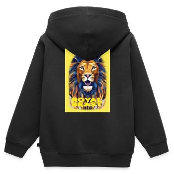 KÖNIGLICHES BIEST - Kinder Premium Organic Zip Hoodie - Schwarz - Hinten - AI Model Kid Male (0cm)