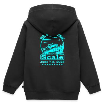 logo2025 cyan - Kinder Premium Organic Zip Hoodie - Schwarz - Hinten - AI Model Kid Male (0cm)