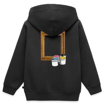 Bilderrahmen // Ausmalmotiv // Kinder - Kinder Premium Organic Zip Hoodie - Schwarz - Hinten - AI Model Kid Male (0cm)