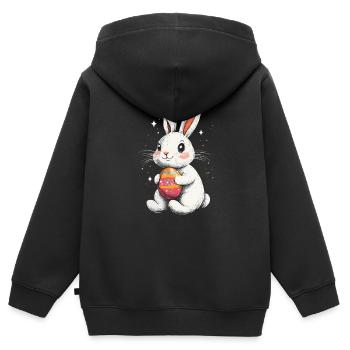 Lapin de Pâques avec oeuf de Pâques Vintage - Sweat Premium à capuche zippé enfant bio - noir - Dos - AI Model Kid Male (0cm)
