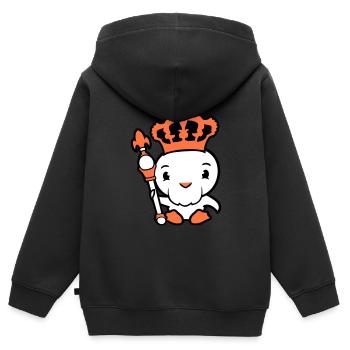 Oiseau Roi Couronne Souverain Barbe Ancien Empire - Sweat Premium à capuche zippé enfant bio - noir - Dos - AI Model Kid Male (0cm)