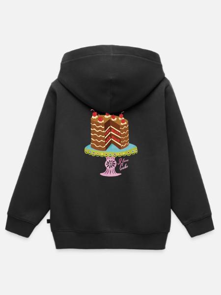 I love cake - Kinder Premium Organic Zip Hoodie - Schwarz