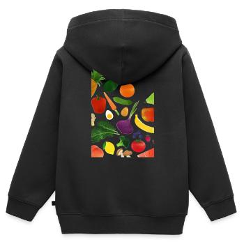 Fruit - Sweat Premium à capuche zippé enfant bio - noir - Dos - AI Model Kid Male (0cm)