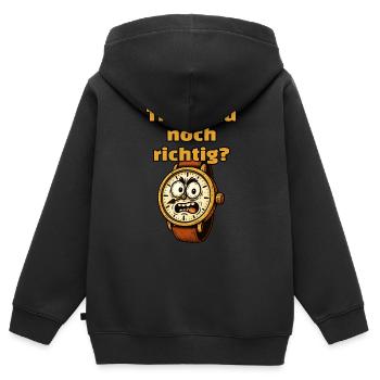 Tickst du noch ganz richtig? Eine wütende Uhr - Kinder Premium Organic Zip Hoodie - Schwarz - Hinten - AI Model Kid Male (0cm)
