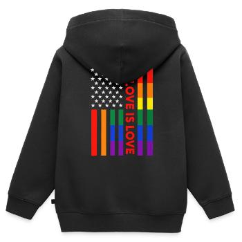 Patriotische Regenbogenflagge "Love Is Love" - Kinder Premium Organic Zip Hoodie - Schwarz - Hinten - AI Model Kid Male (0cm)